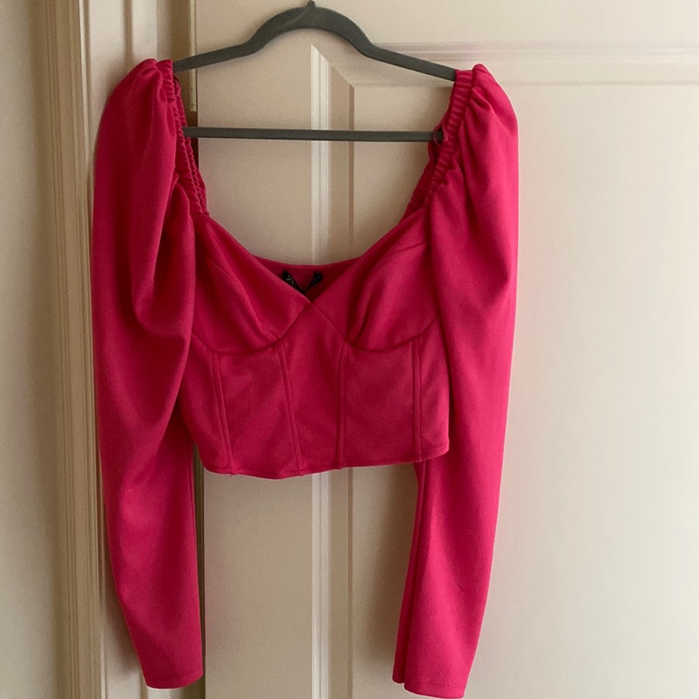 Zara Fuschia Long Sleeve Bustier Top